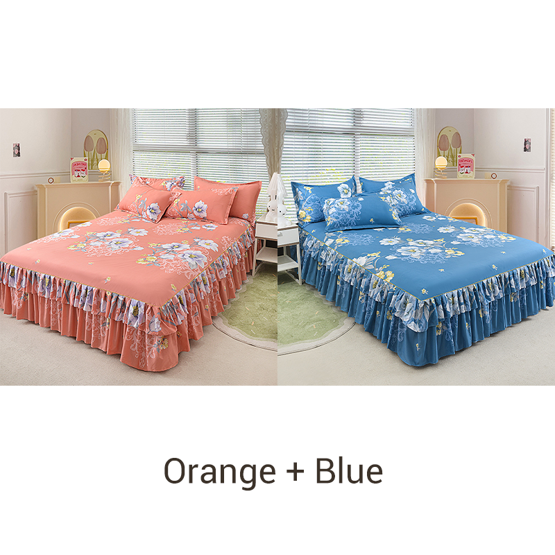 🔈🔈 OFFERTA LAMPO - SCONTO DEL 50% ⚡ Set di 3 Gonne da Letto con Volant 🛏️ – Stampa Floreale & Design a Doppio Strato!