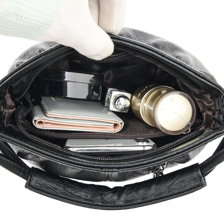 Borsa a tracolla per borsa in morbida pelle con secchiello pieghettato casual alla moda