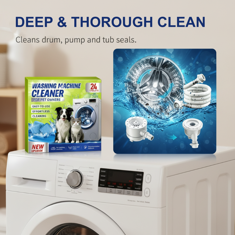 ✨️Amazing 50% Off！🐈🐕Ideal for pet owners! 🥼Enjoy hair-free laundry after every wash! Cleaner and Safer!💦Washing Machine Cleaner Tablets for Pet Owners
