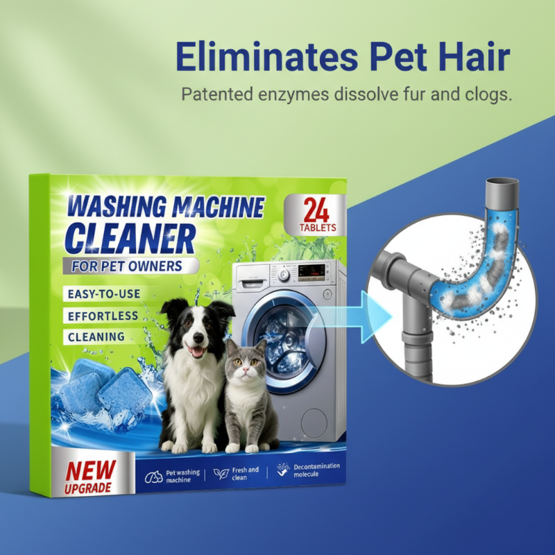 ✨️Amazing 50% Off！🐈🐕Ideal for pet owners! 🥼Enjoy hair-free laundry after every wash! Cleaner and Safer!💦Washing Machine Cleaner Tablets for Pet Owners
