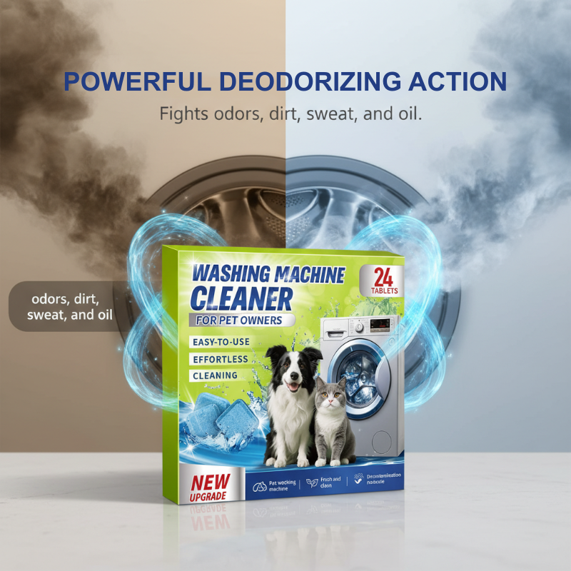 ✨️Amazing 50% Off！🐈🐕Ideal for pet owners! 🥼Enjoy hair-free laundry after every wash! Cleaner and Safer!💦Washing Machine Cleaner Tablets for Pet Owners