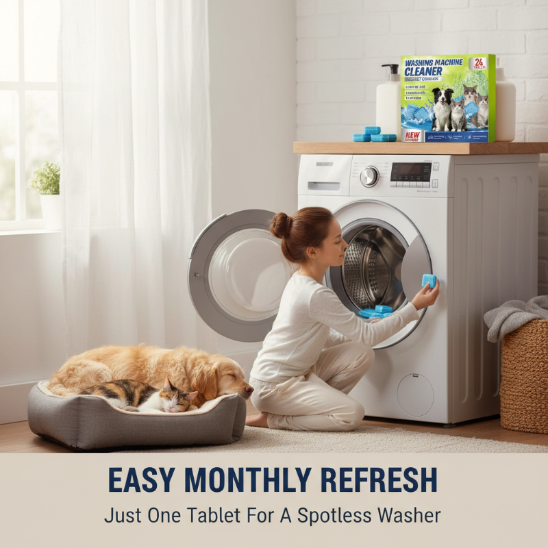 ✨️Amazing 50% Off！🐈🐕Ideal for pet owners! 🥼Enjoy hair-free laundry after every wash! Cleaner and Safer!💦Washing Machine Cleaner Tablets for Pet Owners