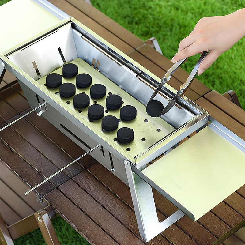 Barbecue Pieghevole da Esterno in Acciaio Inossidabile