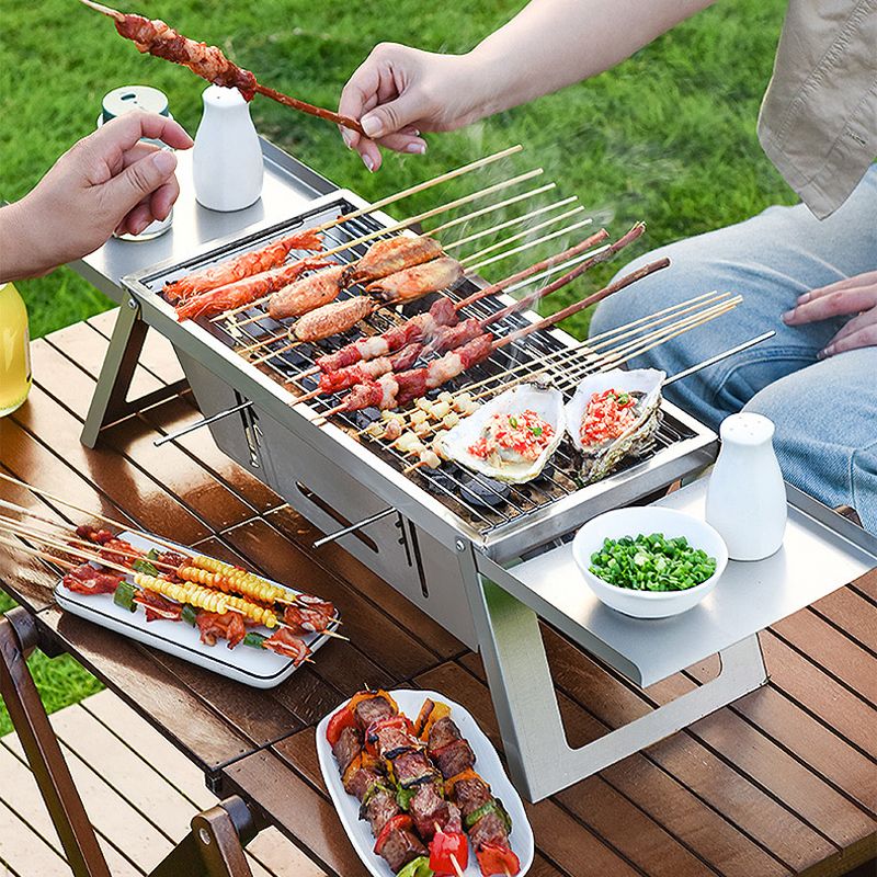 Barbecue Pieghevole da Esterno in Acciaio Inossidabile