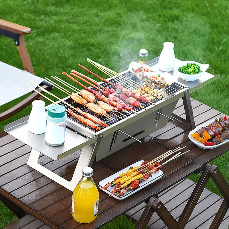 Barbecue Pieghevole da Esterno in Acciaio Inossidabile