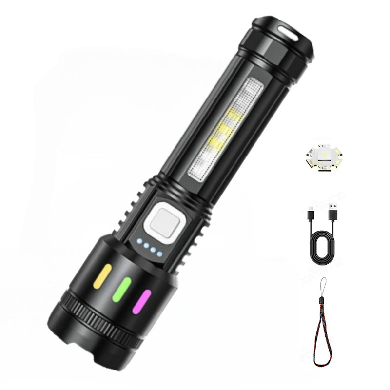 Torcia LED multifunzionale con zoom e indicatore di carica