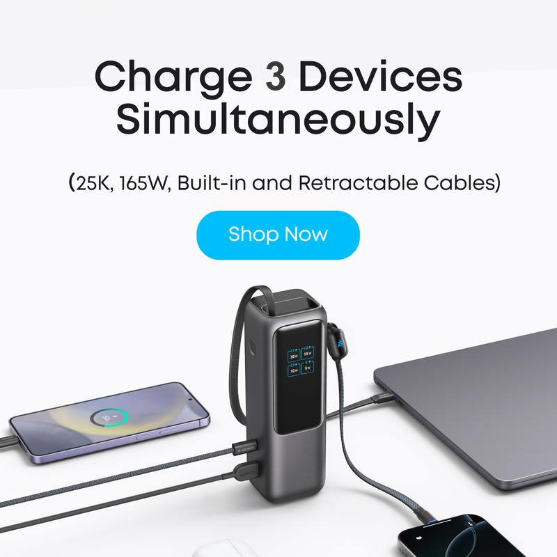 ⚡Power bank per laptop da 20.000 mAh con tre porte USB-C da 100 W per la ricarica di più dispositivi
