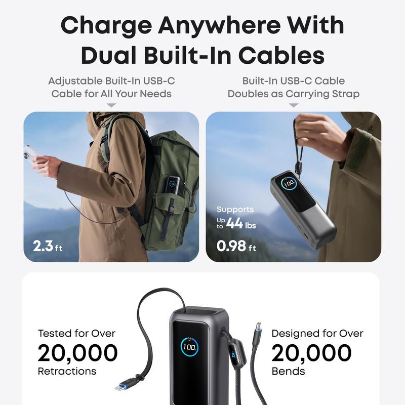 ⚡Power bank per laptop da 20.000 mAh con tre porte USB-C da 100 W per la ricarica di più dispositivi