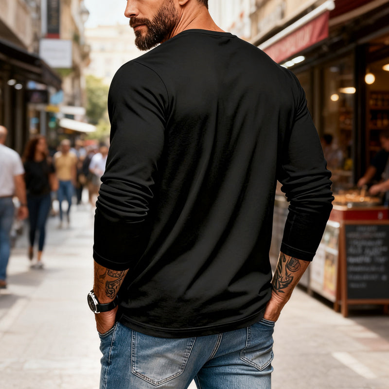 T-shirt Uomo Henley Manica Lunga Slim Fit