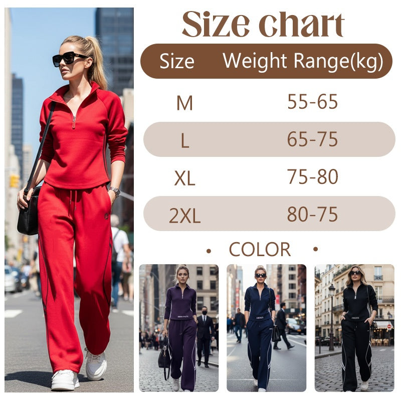 Completo tuta casual da donna con mezza zip