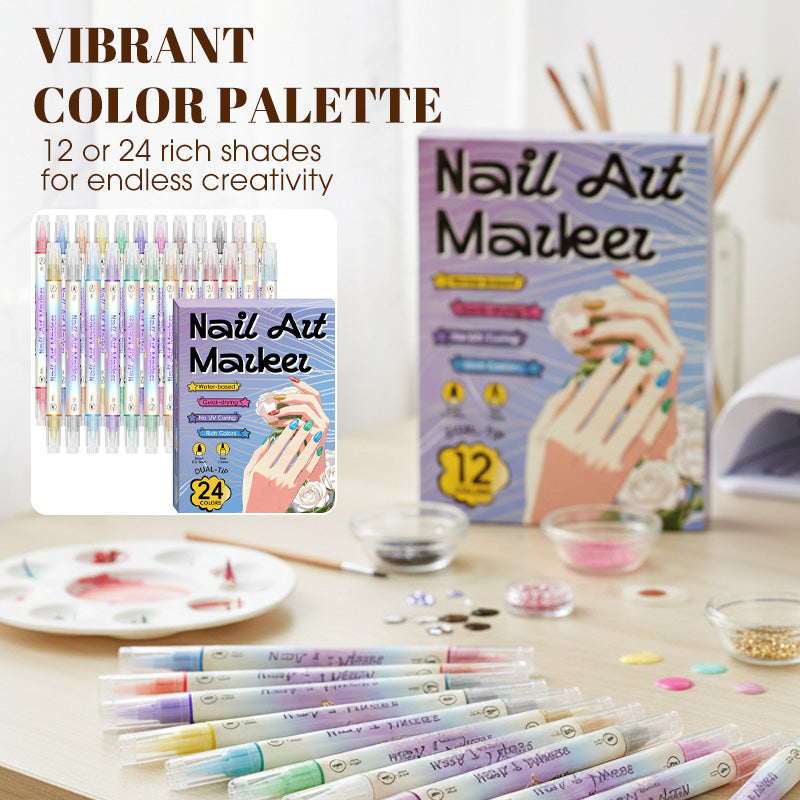 Set Pennarelli Nail Art a Doppia Punta per Decorazione Unghie