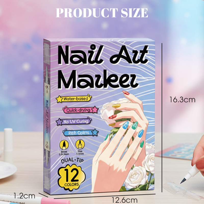 Set Pennarelli Nail Art a Doppia Punta per Decorazione Unghie