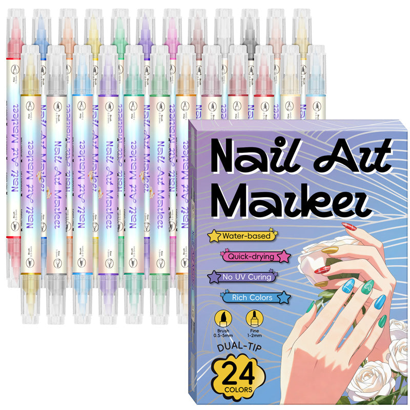 Set Pennarelli Nail Art a Doppia Punta per Decorazione Unghie