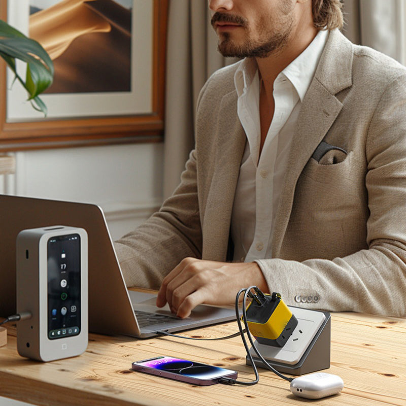 ⚡ Caricabatterie GaN 80W 3 in 1 con Cavo Type-C Retraibile 🔌🎒 - Ricarica Ultra-Veloce PD | USB-C + USB-A | Compatto & Portatile | 4 Colori | -50%