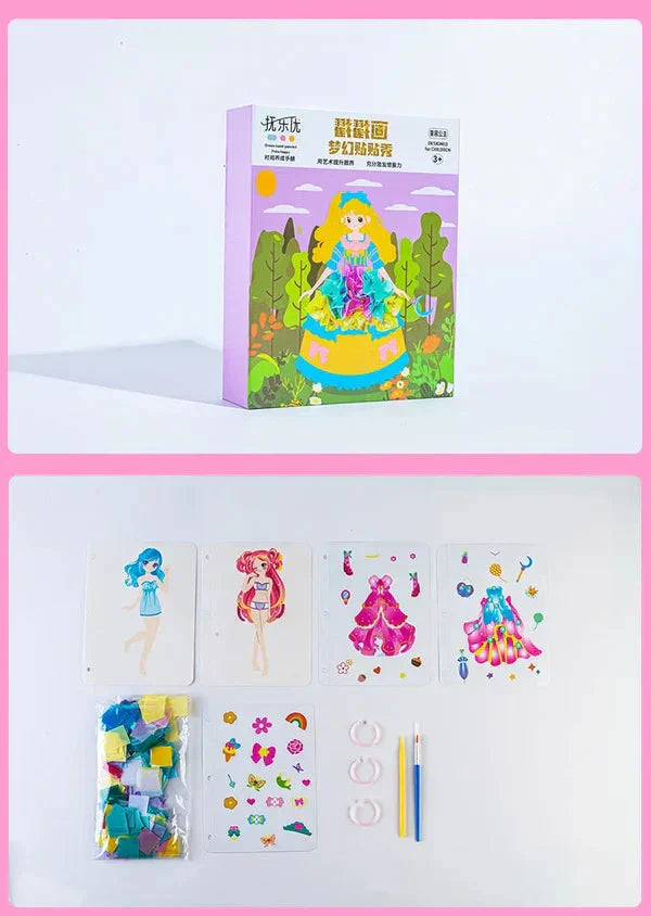 Album da disegno creativo disegnato a mano con adesivi