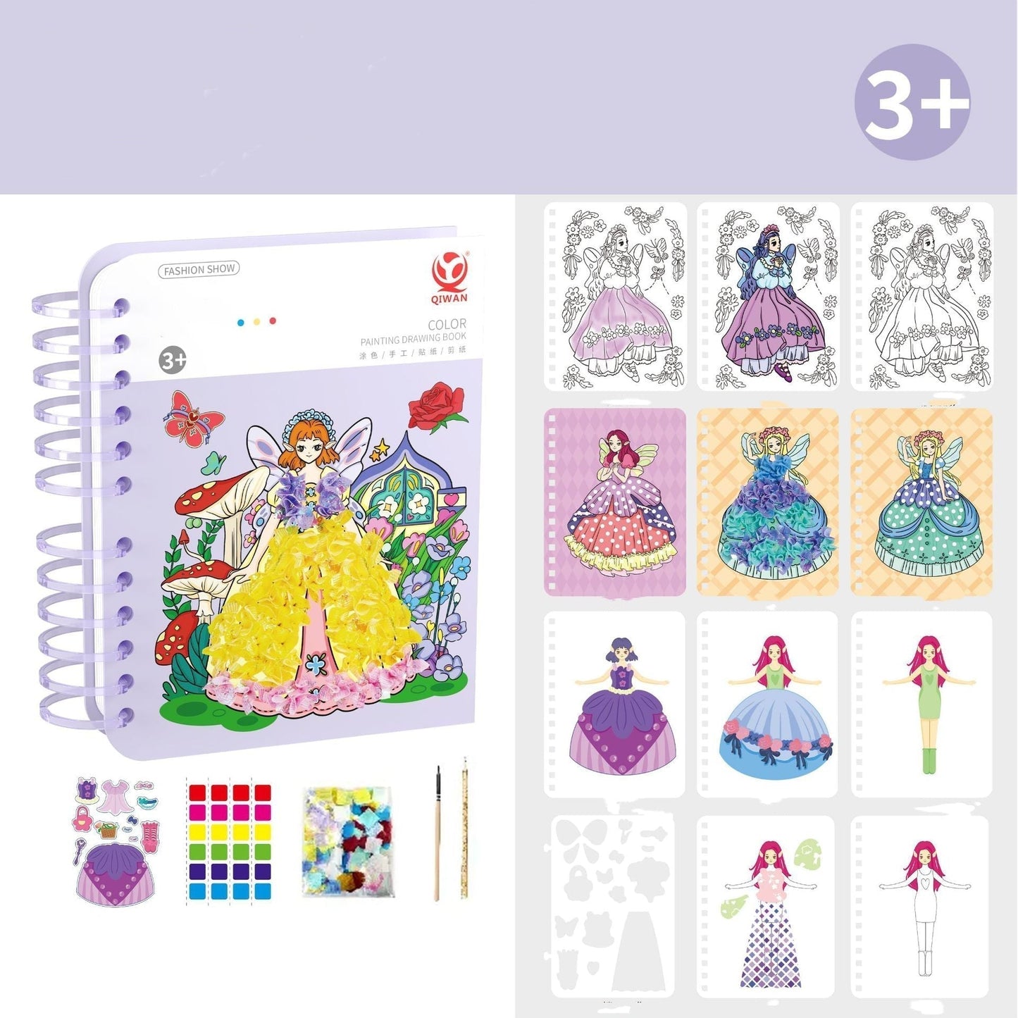 Album da disegno creativo disegnato a mano con adesivi