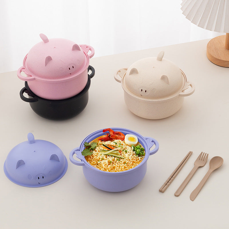 Set di ciotole per noodles istantanei da 1300 ml con coperchio e posate