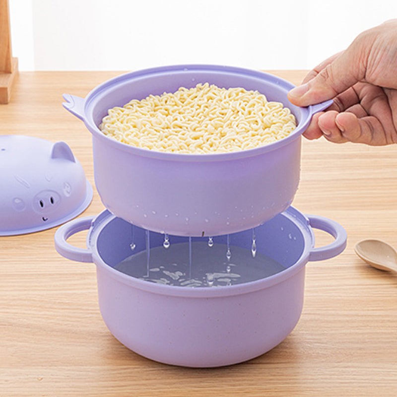 Set di ciotole per noodles istantanei da 1300 ml con coperchio e posate