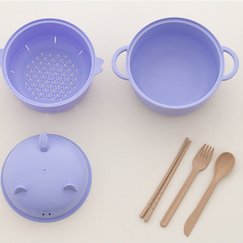 Set di ciotole per noodles istantanei da 1300 ml con coperchio e posate