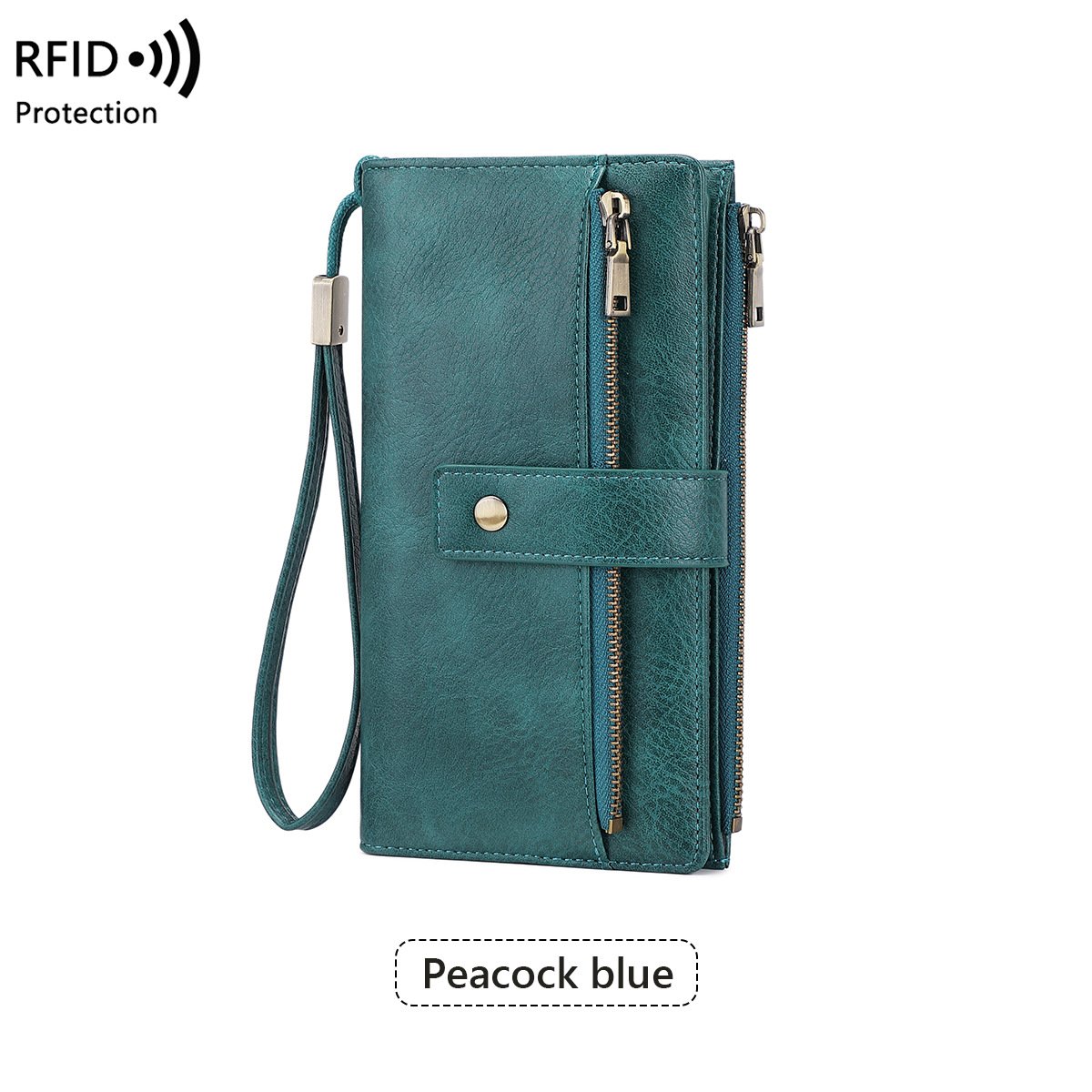Portafoglio da donna in pelle con blocco RFID