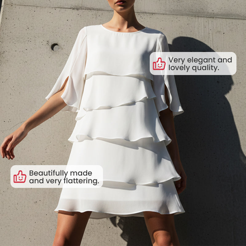 Abito da Donna Elegante con Maniche a Volant a Strati
