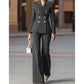 💼 60% DI SCONTO! ✨ Tailleur moderno da donna con autorità – Abito a righe stile principessa, blazer strutturato e pantalone ampio elegante 👖