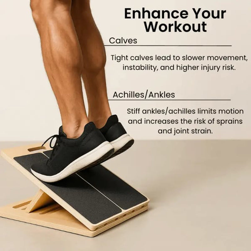 Tavoletta Inclinata Regolabile in Legno per Stretching Polpacci e Fitness