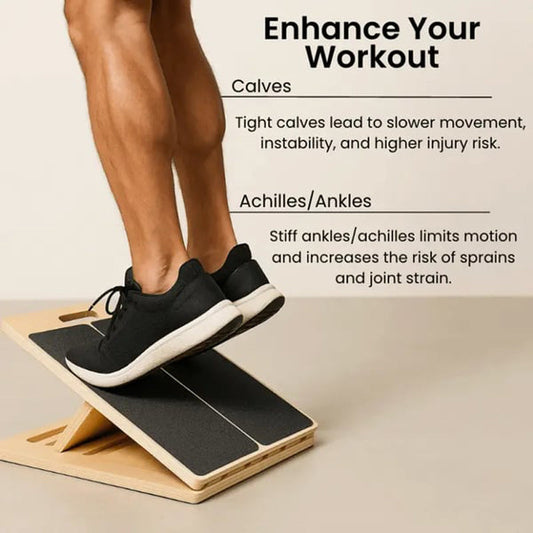 Tavoletta Inclinata Regolabile in Legno per Stretching Polpacci e Fitness