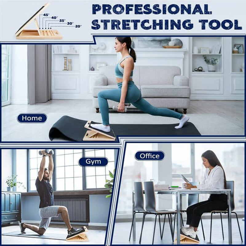 Tavoletta Inclinata Regolabile in Legno per Stretching Polpacci e Fitness