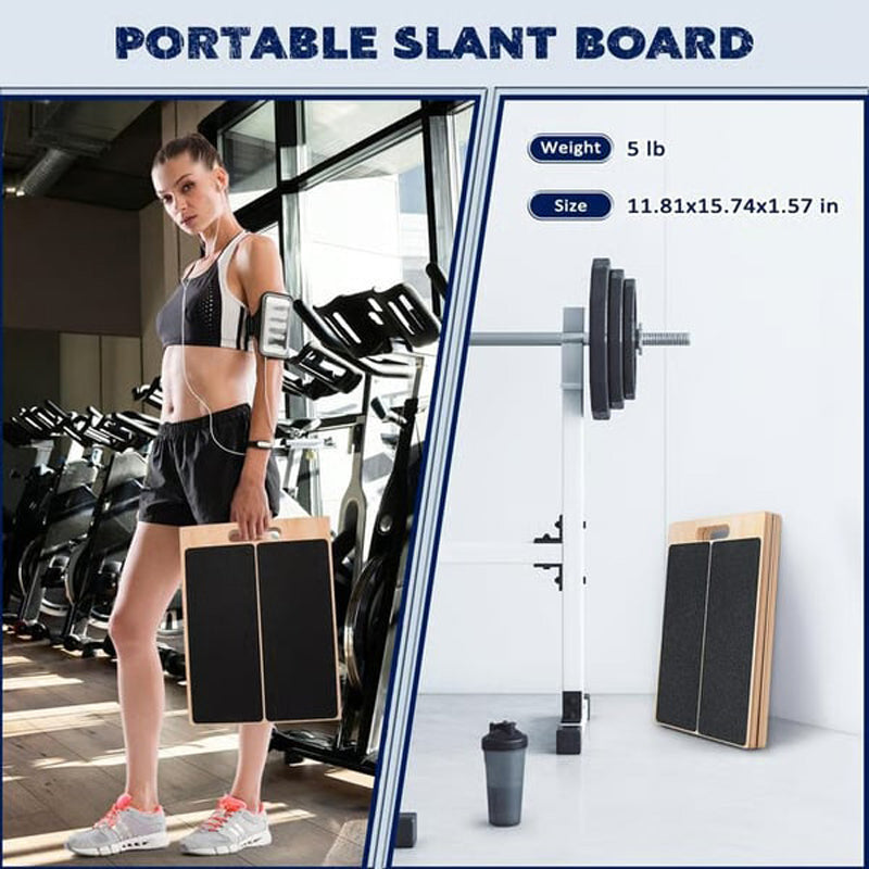 Tavoletta Inclinata Regolabile in Legno per Stretching Polpacci e Fitness