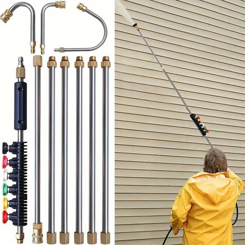 💧 57% DI SCONTO! 🚿 Set di Canne per Pulizia ad Alta Pressione 4000 PSI (10 PEZZI) – Portata Estesa, Resistenza alla Corrosione & Attacco Rapido 🔧