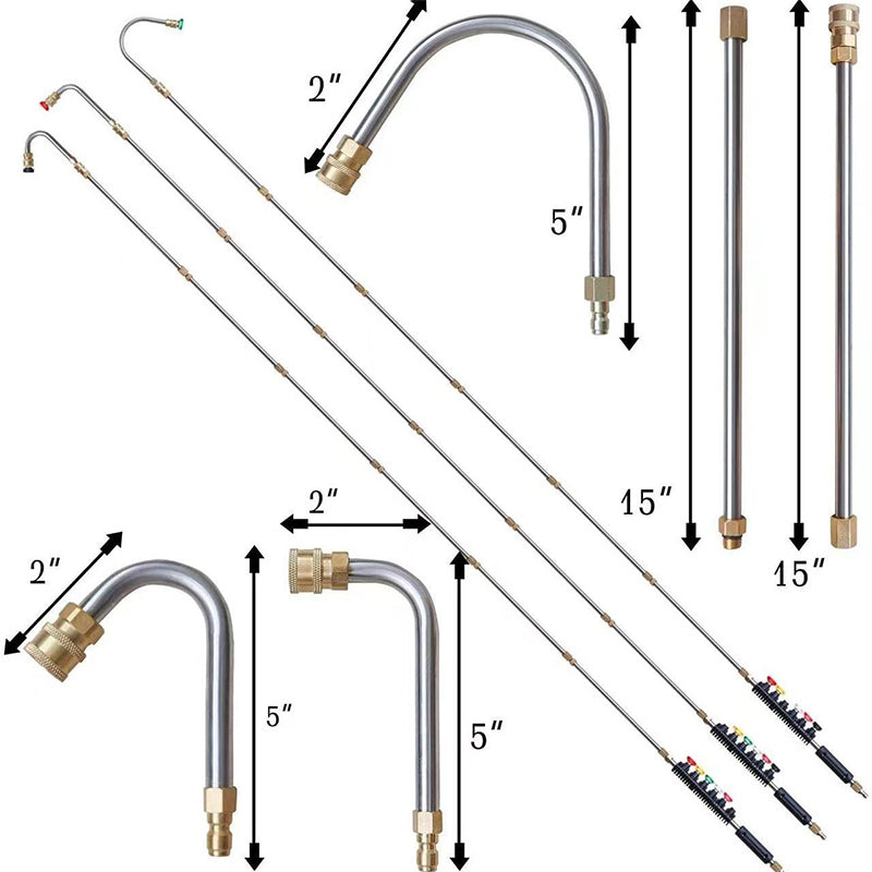💧 57% DI SCONTO! 🚿 Set di Canne per Pulizia ad Alta Pressione 4000 PSI (10 PEZZI) – Portata Estesa, Resistenza alla Corrosione & Attacco Rapido 🔧