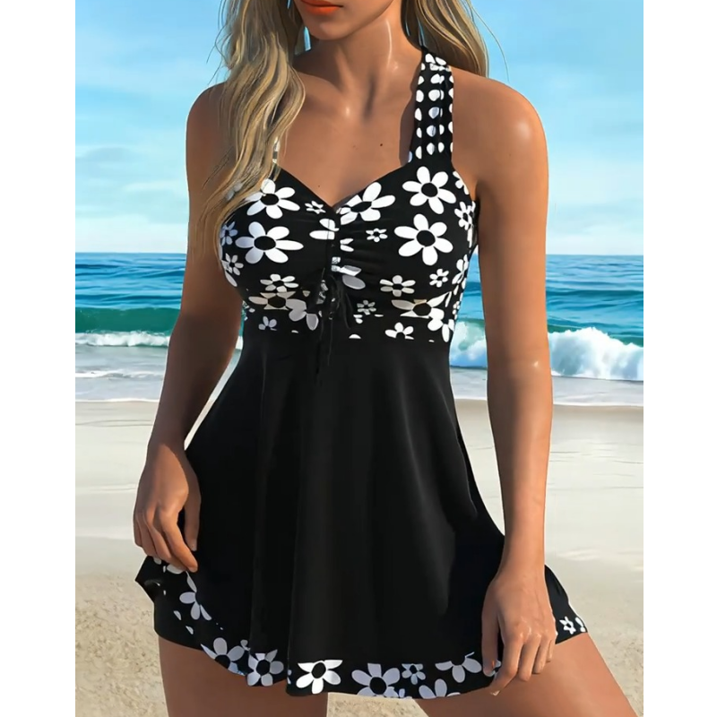 Tankini Donna a Stampa Floreale con Pantaloncino