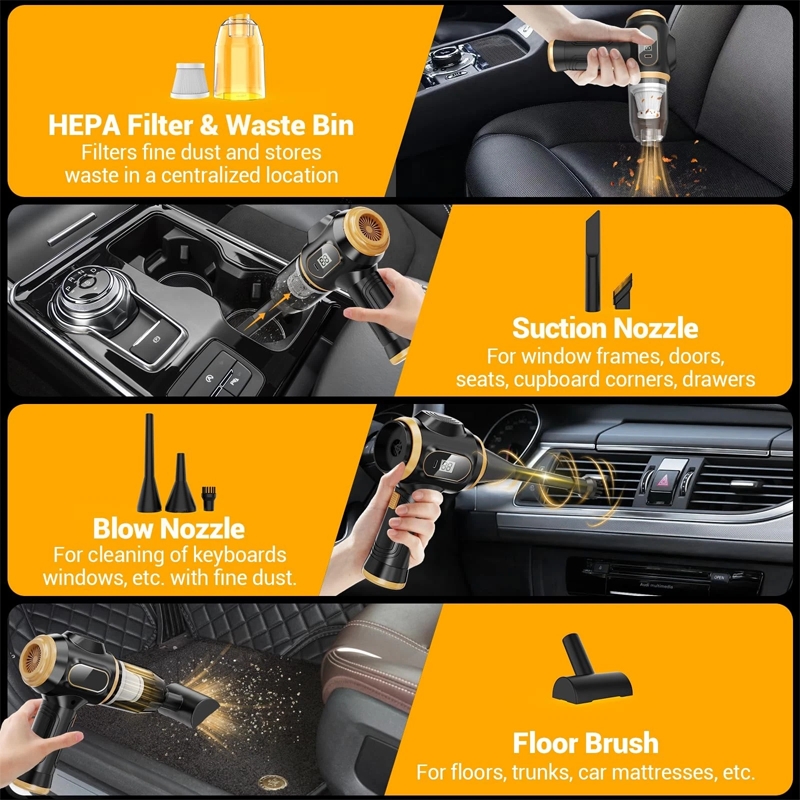 Set di aspirapolvere portatili per auto cordless 4 in 1