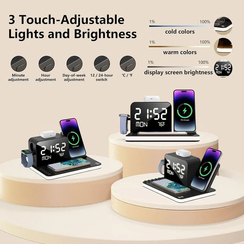 Stazione di ricarica 7-in-1 – Ricarica wireless, sincronizzazione Bluetooth & ricarica rapida 30W