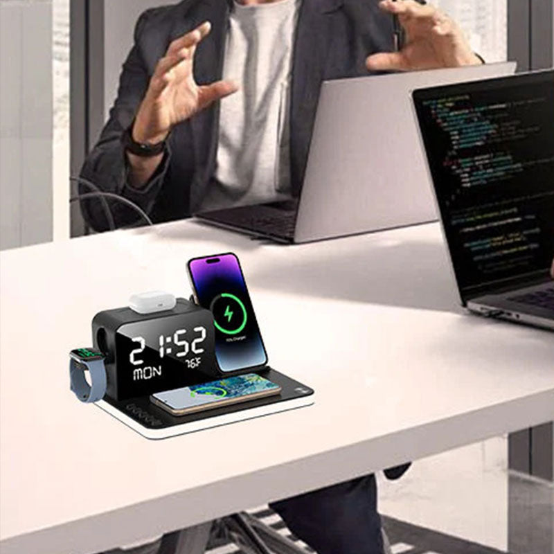 Stazione di ricarica 7-in-1 – Ricarica wireless, sincronizzazione Bluetooth & ricarica rapida 30W