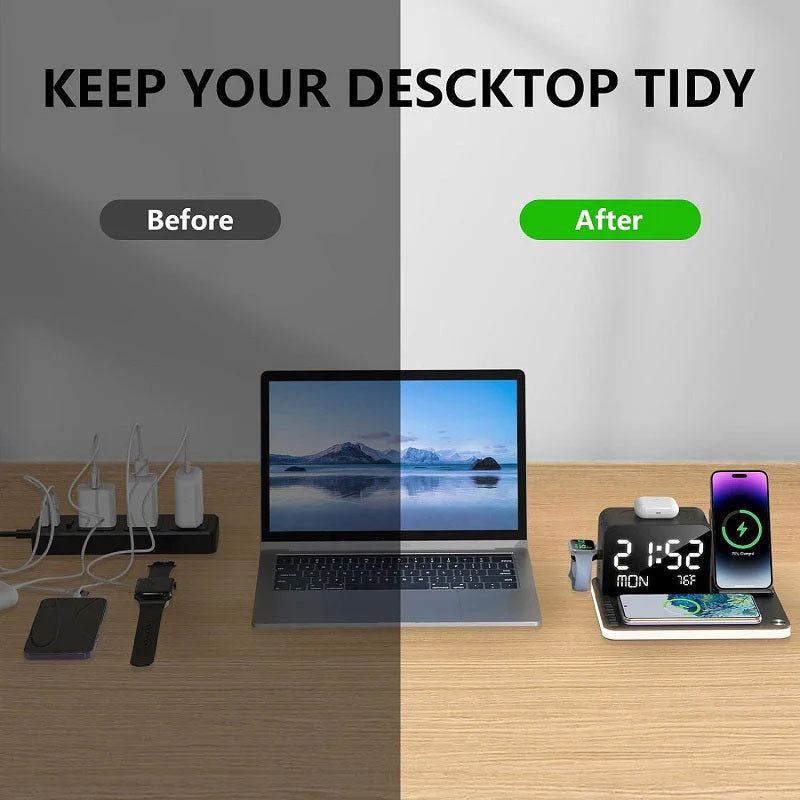 Stazione di ricarica 7-in-1 – Ricarica wireless, sincronizzazione Bluetooth & ricarica rapida 30W