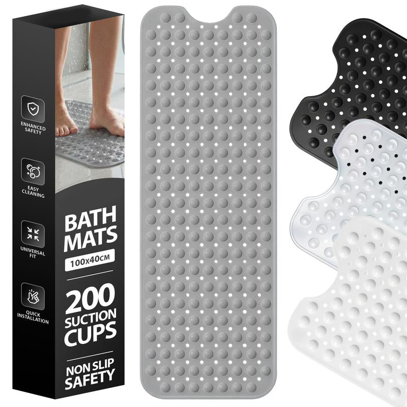 Tappetino da Bagno Antiscivolo 100x40 cm con Ventose per Vasca e Doccia