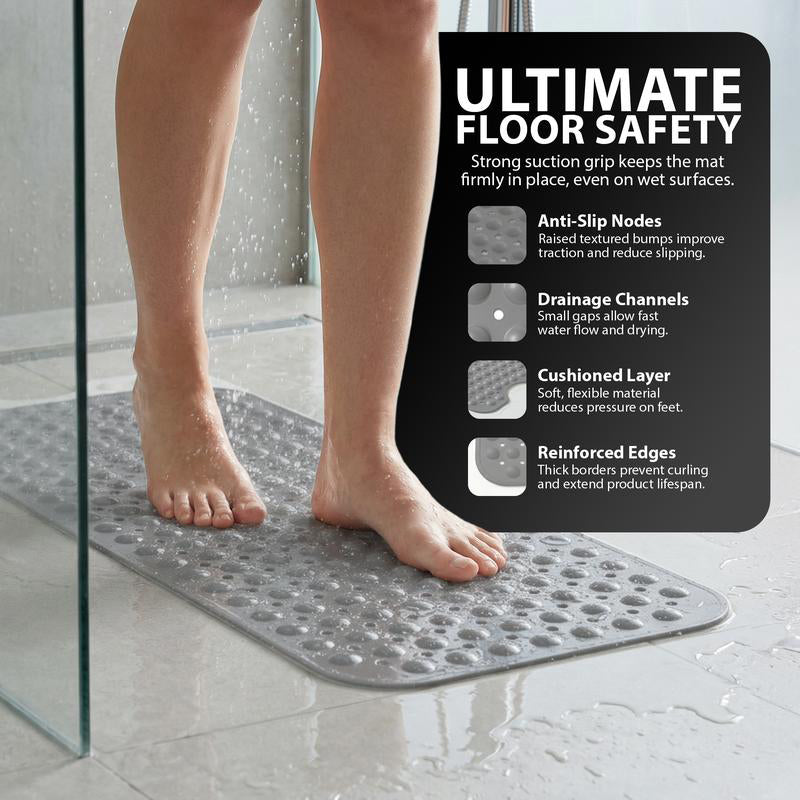 Tappetino da Bagno Antiscivolo 100x40 cm con Ventose per Vasca e Doccia