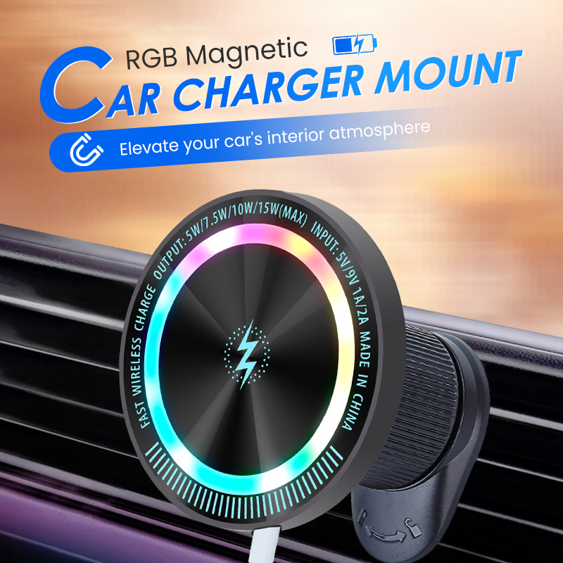 Supporto Auto Wireless Magnetico RGB con Ricarica