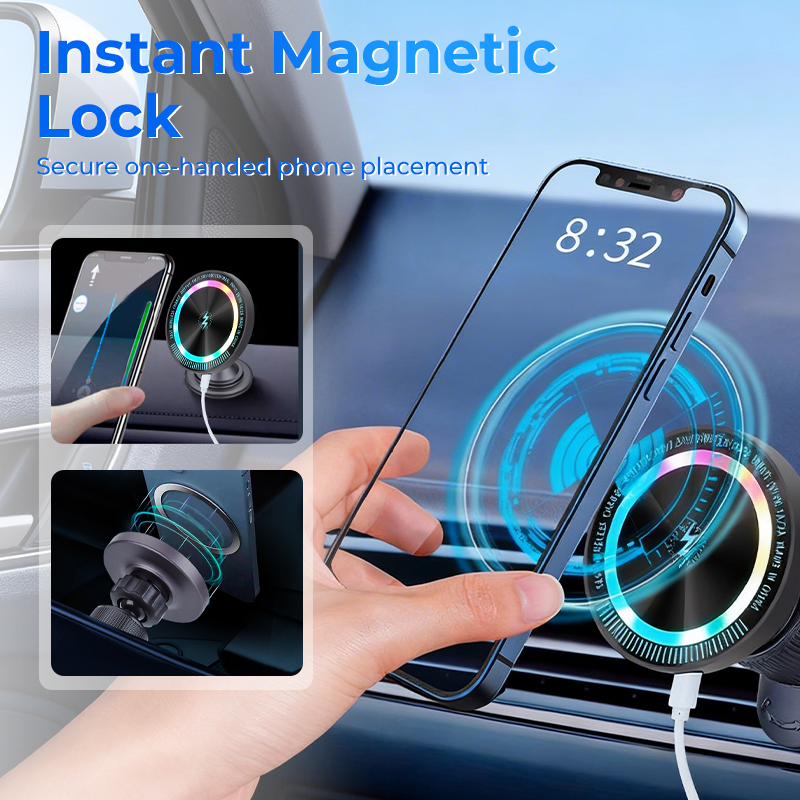 Supporto Auto Wireless Magnetico RGB con Ricarica