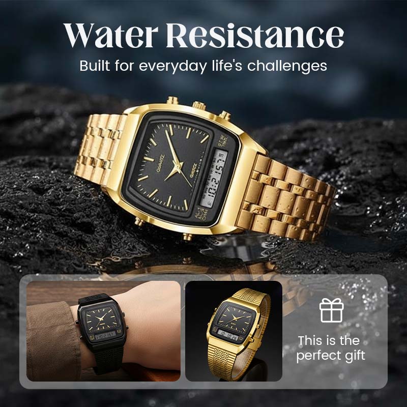 ⌚ OFFERTA A TEMPO LIMITATO -50%! 💥 Orologio multifunzione dal design retrò con quadrante quadrato – doppio display, lega di zinco, acciaio inossidabile ✨