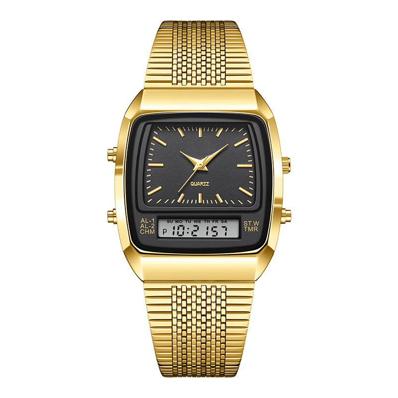 ⌚ OFFERTA A TEMPO LIMITATO -50%! 💥 Orologio multifunzione dal design retrò con quadrante quadrato – doppio display, lega di zinco, acciaio inossidabile ✨