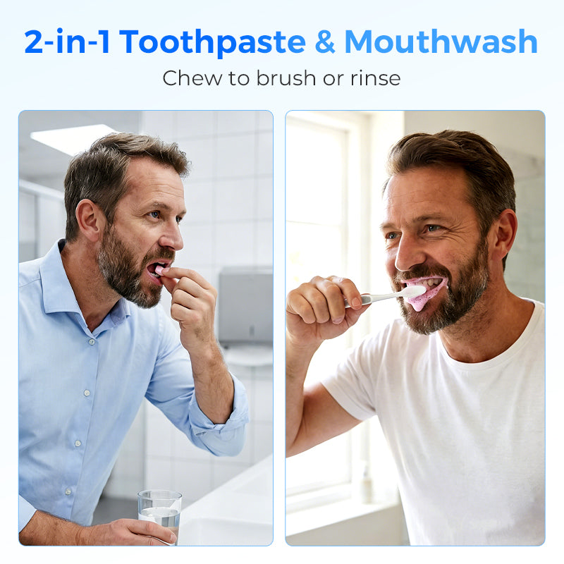 Compresse di dentifricio masticabili portatili per un alito fresco