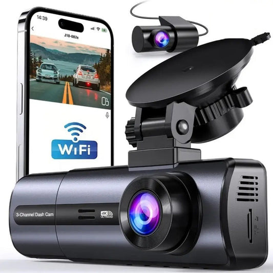 Dash cam HD 1080P a 3 canali con Wi-Fi 5GHz e controllo tramite app