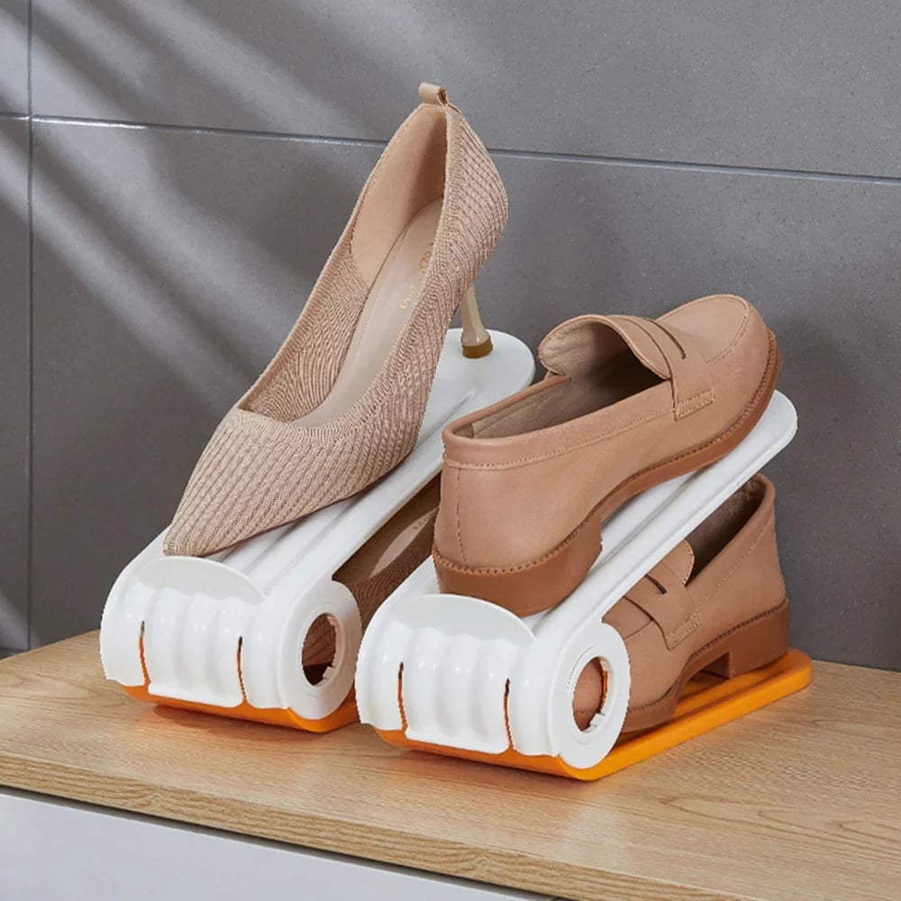 Organizzatore per scarpe – Doppio ripiano salvaspazio, supporti regolabili – PP ecologico, facile da pulire – Indispensabile per la scarpiera! 🛡️💨