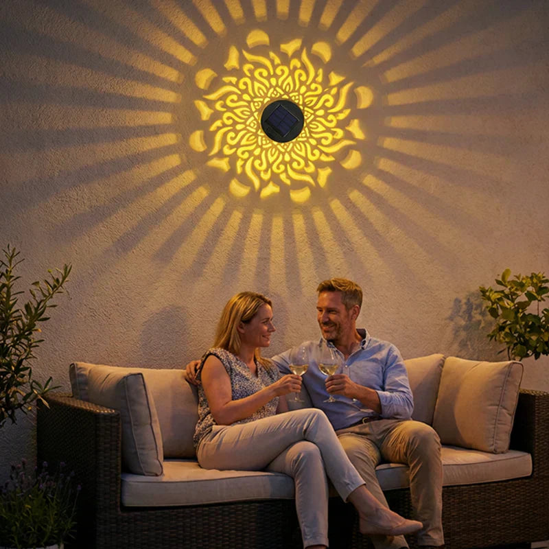 Lampada da parete solare a mandala per giardino
