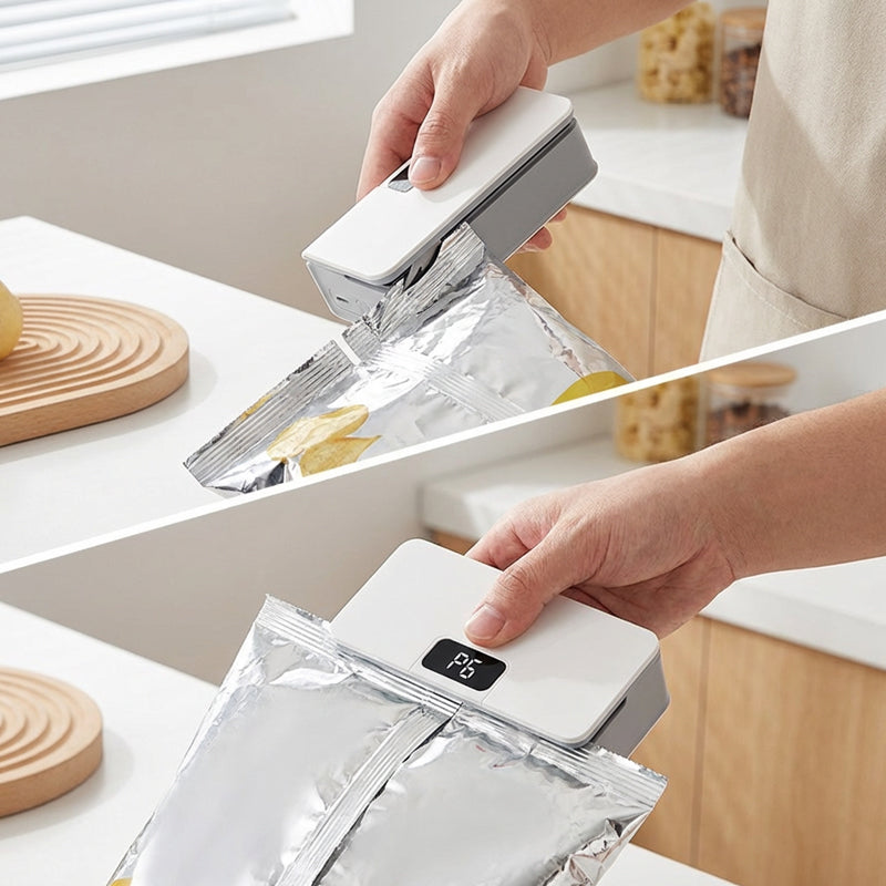 Mini sigillatrice per sacchetti ricaricabile 2 in 1 con taglierina