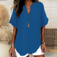 👚SCONTO DEL 60%! 🔥Top alla moda a maniche corte, ampio, con scollo a V profondo, orlo asimmetrico e tessuto leggero (5 colori, taglie dalla S alla 2XL) 🌸