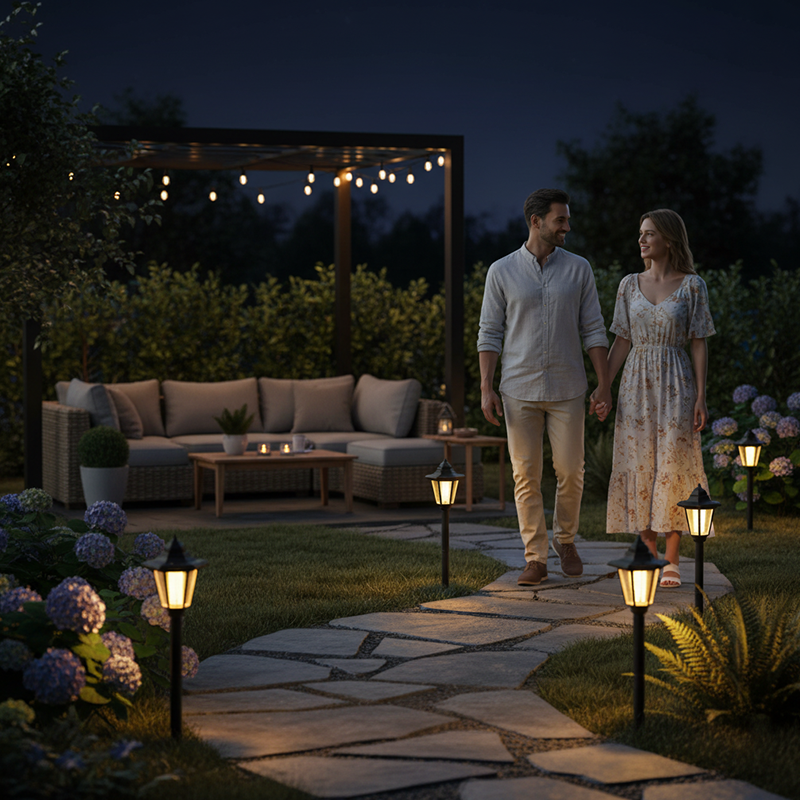 Luci da giardino esagonali vintage a energia solare